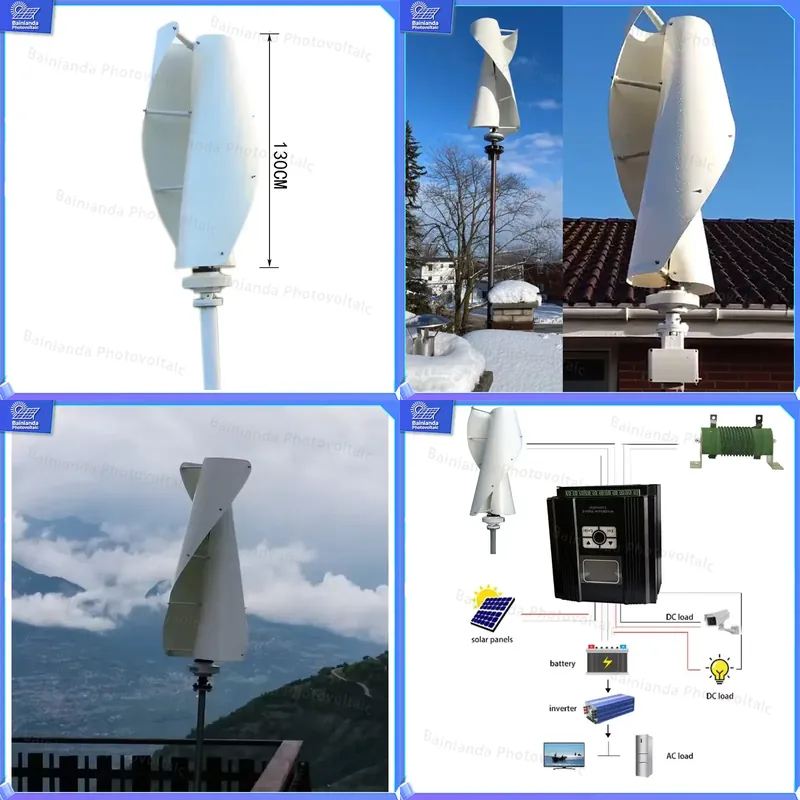 Renewable Energy Wind Solar - 600W 수직축 풍력 터빈 12V 풍력